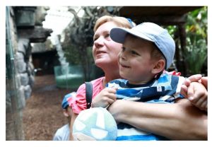 Grandma at the zoo with grandson