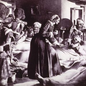 Florence Nightingale tends to wounded soldiers
