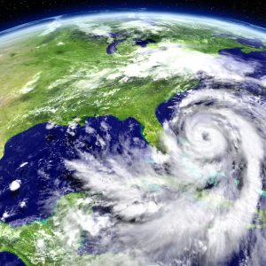 Hurricane graphic over atlantic coast of Florida