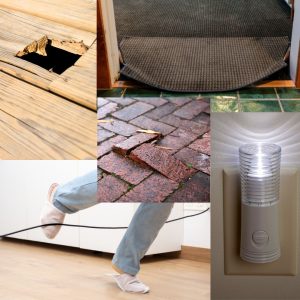 Collage of images of tripping hazards