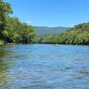 River view of trees and mountains