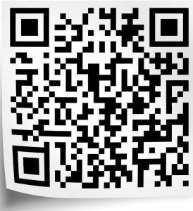Image of a QR Code with one corner lifted as if it were a sticker being peeled back.