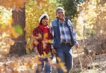 Our Favorite Hiking Trails in the Capital Region senior couple hikes through woods in autumn
