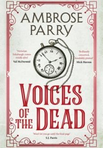 Book cover design for "Voices of the Dead," part of the Raven and Fisher mystery series by Ambrose Parry