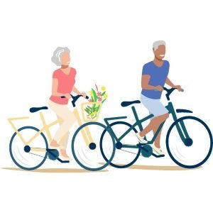illustration of senior couple cycling