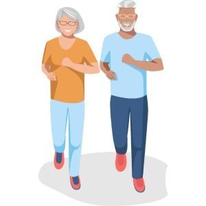 illustration of senior couple jogging